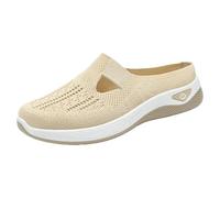 No Heel Casual Shoes Womens Comfortable Slip-on Loafers Soft Breathable Mesh Upper Lightweight Outdoor Walking Flats Summer Spring Trainers Mesh Up Athletic Sneakers(Yellow, 3.5)