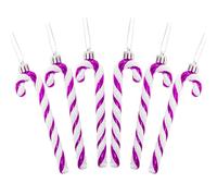 No-Hell 6 PCS Christmas Candy Cane Decoration, Glitter Plastic Candy Cane Christmas Tree Decoration, Hot Pink Christmas Decorations for Xmas Party Supplies (Hot Pink&White)
