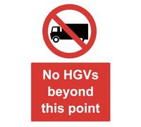 No HGVS Beyond This Points Warning Sign Adhesive Sticker A4 297mm x 210mm
