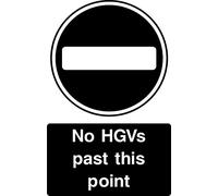 No HGVs Past This Point Aluminium Composite Safety Sign 400mm x 270mm. Black / White.