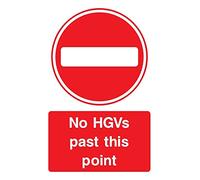 No HGV's Past This Point Rigid Correx Safety Sign 300mm x 200mm. Red/White.