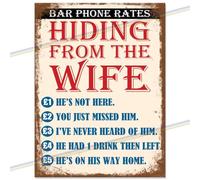 No Hiding From The Wife | Funny Metal Bar Sign | Retro Home Pub Plaque | 20x15cm Retro Home Pub Accessories, Vintage Wall Plaque, Man Cave Garden Shed Decor, Novelty Gift UK 40th 50th 60th birthday