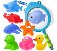 No Hole No Mould Baby Bath Toys - 9PCS Mould Free Bath Toys for 1 2 3 4 Year Olds Toddler Kids Swimming Pool Toys Sea Animals Water Play Toys for Boys Girls