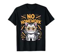 No Homework Cat Back to School Design T-Shirt