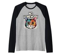 No Homework Cat Back to School Raglan Baseball Tee