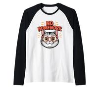 No Homework Cat Funny Back to School Raglan Baseball Tee
