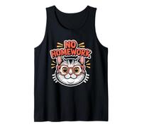 No Homework Cat Funny Back to School Tank Top