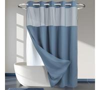 No Hooks Required Dotted Waffle Weave Shower Curtain with Snap in Liner - 71W x 74H,Hotel Grade,Spa Like Bath Curtain,Moonlight Blue