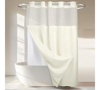 No Hooks Required Waffle Weave Shower Curtain with Snap in Liner - 71W x 74H,Hotel Grade,Spa Like Bath Curtain,Cream