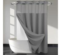 No Hooks Required Waffle Weave Shower Curtain with Snap in Liner - 71W x 74H,Hotel Grade,Spa Like Bath Curtain,Gray