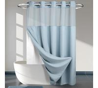 No Hooks Required Waffle Weave Shower Curtain with Snap in Liner - 71W x 74H,Hotel Grade,Spa Like Bath Curtain,Blue
