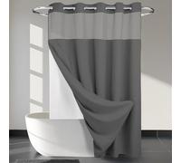 No Hooks Required Waffle Weave Shower Curtain with Snap in Liner - 71W x 74H,Hotel Grade,Spa Like Bath Curtain,Graphite Grey