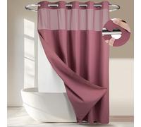 No Hooks Required Waffle Weave Shower Curtain with Snap in Liner - 71W x 74H,Hotel Grade,Spa Like Bath Curtain,Pale Mauve