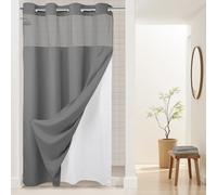 No Hooks Required Waffle Weave Shower Curtain with Snap in Liner -Stall 54W x 80H,Hotel Grade,Spa Like Bath Curtain,Gray