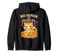 No Human Is Illegal Cute Kitten Wings Retro Suitcase Zip Hoodie