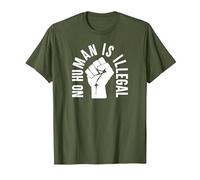 No Human is Illegal - Immigration Rights - Graphic T-Shirt, Men, Olive Green, Large