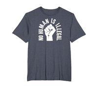 No Human is Illegal - Immigration Rights - Graphic T-Shirt, Men's Big and Tall, Heather Blue, 5X Tall