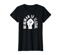 No Human is Illegal - Immigration Rights - Graphic T-Shirt, Women, Black, Medium