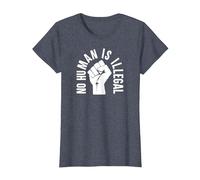 No Human is Illegal - Immigration Rights - Graphic T-Shirt, Women, Heather Blue, Medium