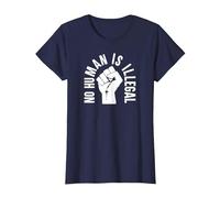 No Human is Illegal - Immigration Rights - Graphic T-Shirt, Women, Navy Blue, 3X-Large