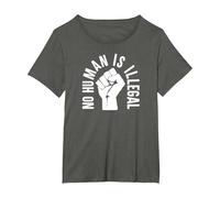 No Human is Illegal - Immigration Rights - Graphic T-Shirt, Women's Plus, Asphalt Grey, 1X