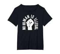 No Human is Illegal - Immigration Rights - Graphic T-Shirt, Women's Plus, Black, 2X