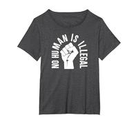 No Human is Illegal - Immigration Rights - Graphic T-Shirt, Women's Plus, Dark Heather Grey, 1X