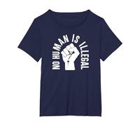 No Human is Illegal - Immigration Rights - Graphic T-Shirt, Women's Plus, Navy Blue, 1X