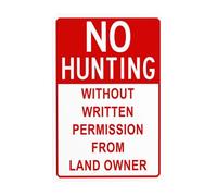 No Hunting Without Written Permission Metal Warning Sign with Easy Install for Indoor Outdoor Security, Business Office Home Garden Street Decor 20 x 30 cm