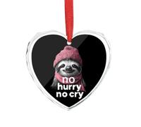 No Hurry No Cry Christmas Ornament Glass Heart Pendant Souvenir