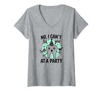 No, I Can't Fix Your designth at A Party V-Neck T-Shirt, Women, Heather Grey, M