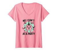 No, I Can't Fix Your designth at A Party V-Neck T-Shirt, Women, Pink, M