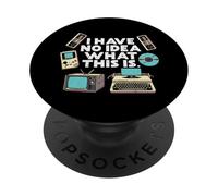 No Idea What Is This Typewriter Funny 70s 80s Men Women Kids PopSockets Adhesive PopGrip