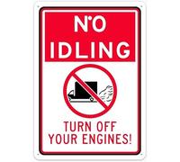 No Idling Graphic Turn Off Your Engines Warning Metal Sign Aluminum Signs for Outdoors Use Yard Farm Fence Home Wall Decor 8x12 inch