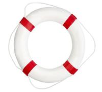 No-inflate Ring Float Pool Safety Ring Beach Red & White | Ready-to-use ring float for pool and beach activities, providing a visible water accessory