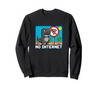 No Internet. Funny Dino T-Rex, Pixel Art, Comic Game Style Sweatshirt