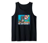 No Internet. Funny Dino T-Rex, Pixel Art, Comic Game Style Tank Top