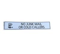 No Junk Mail or Cold Callers Sticker - Letterbox & Door Sign - Gloss Laminated Vinyl - Weatherproof - 183 x 33mm (1)