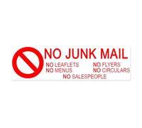 No Junk Mail Sign Private No Trespassing Sign Self Adhesive Door Letterbox Sticker, Weatherproof Warning Sign for Home Office Fence (No Junk Mail Sign No Leaflets, Menus, Flyers, Salespeople)