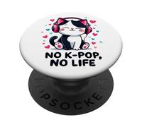 No K-pop No Life Cute Cat Korean Music South Korea PopSockets Adhesive PopGrip