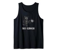 No Kings Black Cat Kicking Crown Protect Democracy Protest Tank Top