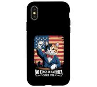 No Kings in America 1776 Revolutionary Funny Patriotic Cat Case for iPhone X/XS