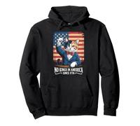 No Kings in America 1776 Revolutionary Funny Patriotic Cat Pullover Hoodie