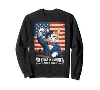 No Kings in America 1776 Revolutionary Funny Patriotic Cat Sweatshirt