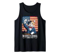 No Kings in America 1776 Revolutionary Funny Patriotic Cat Tank Top