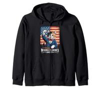 No Kings in America 1776 Revolutionary Funny Patriotic Cat Zip Hoodie
