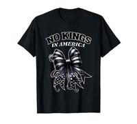 No Kings In America Coquette Bow Fireworks 4th Of July Funny T-Shirt