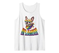 No Kings in America French Bull Dog Rainbow Pride Queer Tank Top