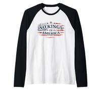 No Kings in America Patriotic Protest USA Message Raglan Baseball Tee