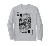 No Kings in America Protest King of Hearts Card Vintage Long Sleeve T-Shirt